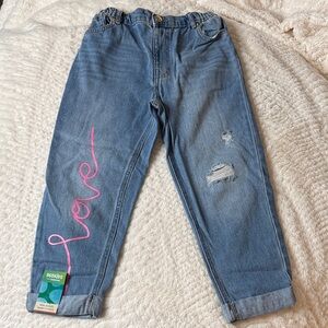 Blue Jeans with Pink Love Print